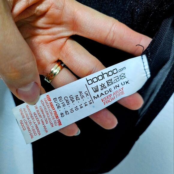 Boohoo Mesh Detail Semi Sheer Body Suit Thin Straps Cutout Back Size US 10 - Picture 8 of 9